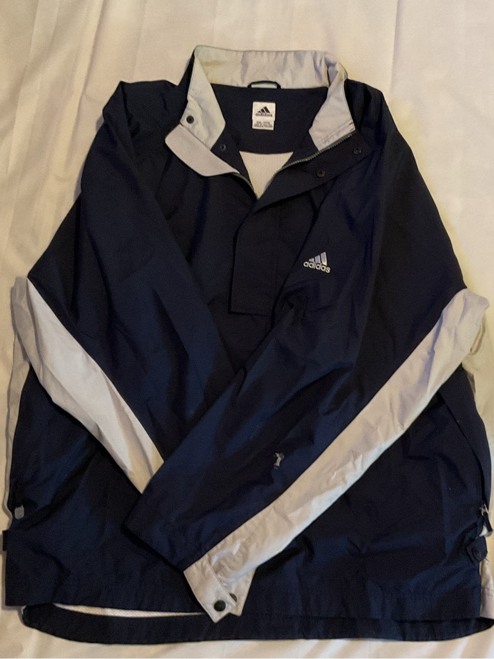 adidas Navy and White Pullover Windbreaker Jacket